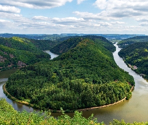 Rzeka Saara, Niemcy, Mettlach, Drzewa, Zakole