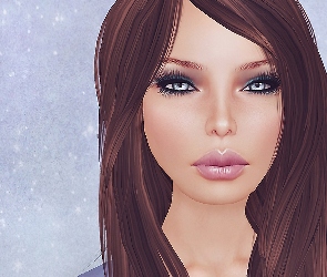Grafika, Twarz, Kobieta, Brunetka