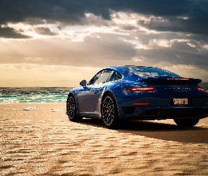 Niebieskie, Tył, Porsche 911 Turbo S