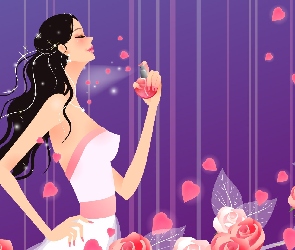Róże, Perfumy, Grafika 2D, Kobieta