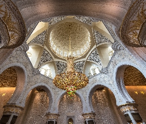 Wnętrze, Żyrandol, Zjednoczone Emiraty Arabskie Inne wnętrza, Wielki Meczet Szejka Zajida, Abu Zabi, Meczet