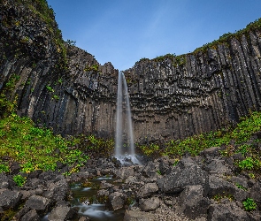 Islandia, Kamienie, Skaftafell, Park Narodowy Vatnajokull, Wodospad Svartifoss, Skały