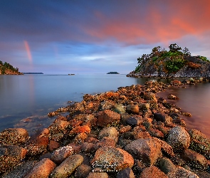 Kamienie, Morze, Kanada, Whytecliff Park, West Vancouver, Vancouver, Drzewa