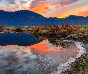 Jezioro, Góry, Kanada, Las, Chmury, Kolumbia Brytyjska, Pitt Lake