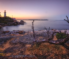 Kanada, Vancouver, Konar, Skały, Latarnia morska Point Atkinson, Cieśnina Strait of Georgia