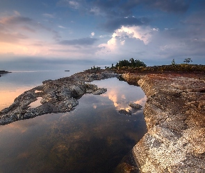 Jezioro Ładoga, Rosja, Wysepki, Karelia, Skały