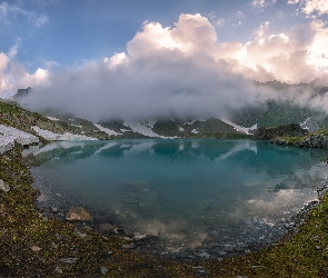 Gruzja, Imeretia, Góry, Jezioro, Kaukaz, Chmury