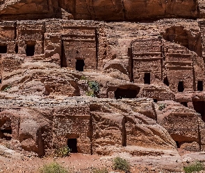 Ruiny, Skała, Zabytek UNESCO, Petra, Jordania, Grobowce