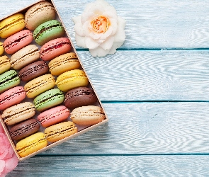 Makaroniki, Deski, Róże, Pudełko, Ciasteczka