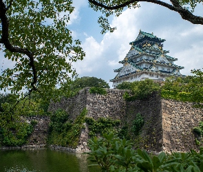 Japonia, Miasto Osaka, Brokatowy Zamek, Zamek Osaka, Osaka-jo, Mur