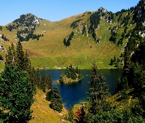 Szwajcaria, Kanton Berno, Jezioro Bergsee, Góry