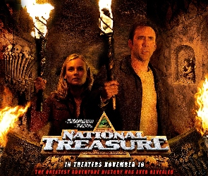 Diane Kruger, podziemie, pochodnie, Nicolas Cage, National Treasure 1