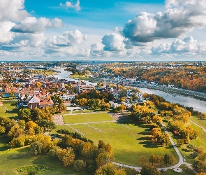 Miasto, Panorama, Litwa, Rzeka, Kowno