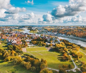 Kowno, Panorama, Rzeka, Litwa, Miasto