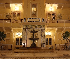 Radżastar, Jaipur, Pałac Wiatrów, Indie, Fontanna, Hawa Mahal, Wnętrze