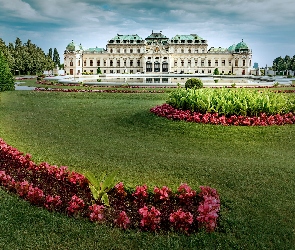 Pałac, Belweder, Austria, Kwiaty, Wiedeń, Ogród