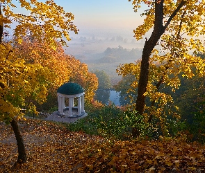 Drzewa, Jezioro, Altanka, Panteon, Jesień
