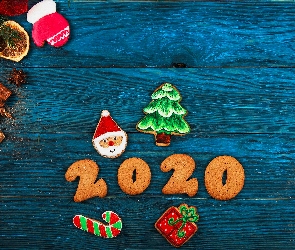 Cynamon, Niebieskie, Świąteczna, Pomarańcze, Deski, 2020, Kompozycja, Nowy Rok, Plastry, Ciasteczka, Pierniczki