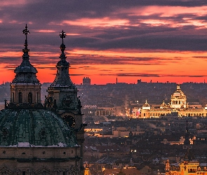 Czechy, Zachód słońca, Praga, Katedra