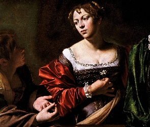 Kolorowe, Kobiety, Obraz, Szaty, Dwie, Malarstwo, Michelangelo Merisi da Caravaggio
