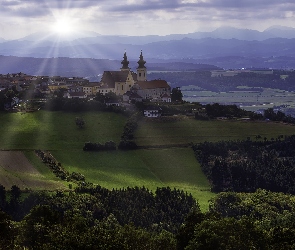 Wzgórze, Kościół, Austria, Lasy, Gmina Maria Taferl, Pola