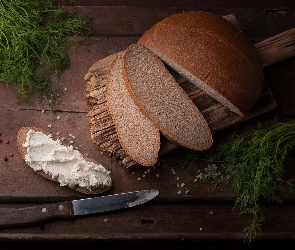 Bochenek, Nóż, Koper, Kromki, Chleb