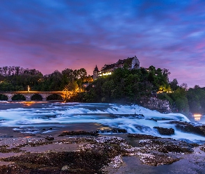 Kanton Szafuza, Neuhausen am Rheinfall, Most, Szwajcaria, Zamek Laufen, Wodospad Rheinfall, Skała