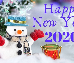 Bałwan, Bęben, 2020, Nowy Rok, Zima, Śnieg