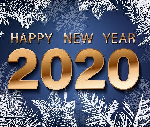 Nowy Rok, 2020, Grafika, Napis, Happy New Year, Cyfry