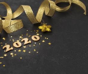 Cyfry, Wstążka, Gwiazdki, 2020, Nowy Rok