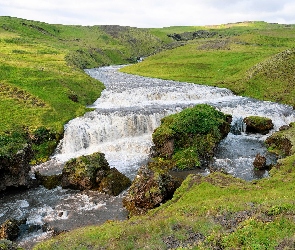 Trawa, Islandia, Rzeka, Kamienie, Wzgórza