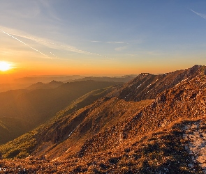 Włochy, Zachód słońca, Góry Terminillo, Apeniny