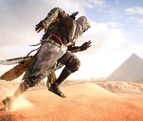 Assassins Creed Origins, Piramidy, Bayek, Biegnący, Gra