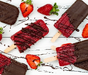 Czekoladowa, Deski, Truskawki, Polewa, Lody