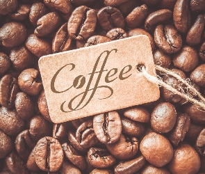 Ziarna, Etykieta, Coffee, Napis, Kawa