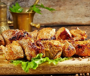 Deska, Sałata, Mięso, Szaszłyki