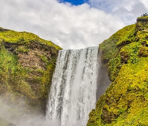 Islandia, Skała, Wodospad Skogafoss