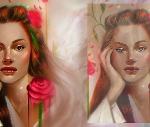 Dziewczyna, Róże, Portret