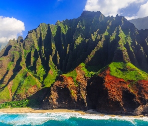 Hawaje, Kauai, Wybrzeże, Góry, Na Pali Coast, Wyspa