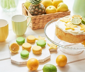 Patera, Limonki, Ciasto, Makaroniki, Owoce, Ciastka, Kubki, Cytrusy