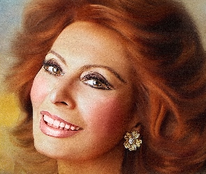 Kobieta, Grafika, Sophia Loren, Aktorka, Portret