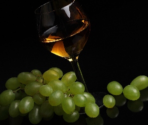 Wino, Winogrona, Zielone, Kiść, Kieliszek