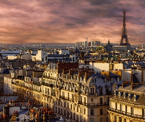 Francja, Domy, Wieża Eiffla, Paryż