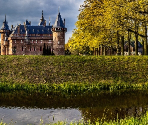 Holandia, Gmina Utrecht, Park, Zamek De Haar, Drzewa, Haarzuilens