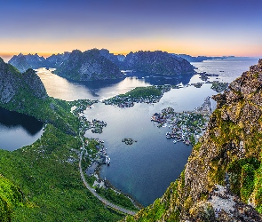 Norwegia, Lofoty, Góry, Morze Norweskie