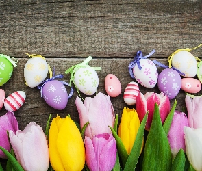 Wielkanoc, Pisanki, Jajka, Tulipany