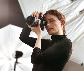 Fotograf, Aparat fotograficzny, Kobieta