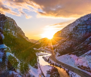 Stan Utah, Droga, Góra Mount Timpanogos, Stany Zjednoczone, Rzeka Provo, Góry, Kanion