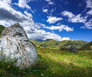 Góry Swaneckie, Kaukaz, Gruzja, Głaz, Łąki, Swanetia, Kamienie