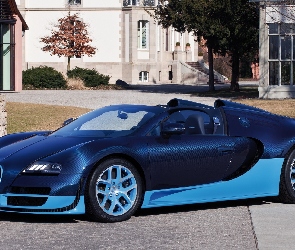 Niebieski, Kabriolet, Bugatti Veyron Grand Sport Vitesse